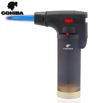 

COHIBA Butane Gas Lighter 1 Jet Torch Windproof Cigar Cigarette Lighters Metal Refillable Cigar Lighter W/ Gift Box