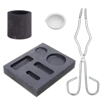 

4pcs Graphite Crucible Set, Ingot Mold Set High Purity Graphite Torch Melting Casting Kit for Non-Ferrous Metal,Gold