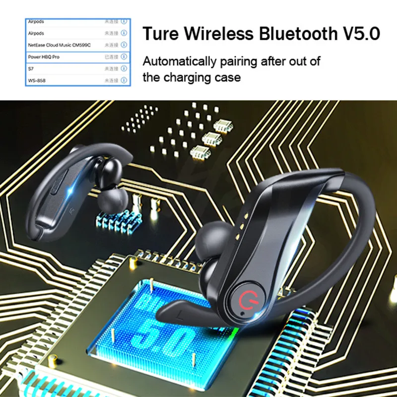 Q62 беспроводные Bluetooth V5.0 наушники ушные крючки беспроводные наушники спортивные наушники для iPhone для samsung Xiaomi Android телефон