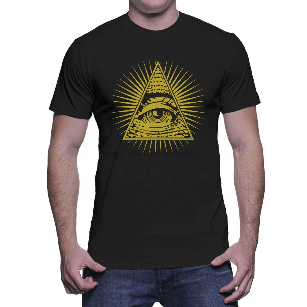 Golden Eye of Providence-All Seeing Illuminati Freemason Мужская футболка в стиле хип-хоп забавная 2019 хит