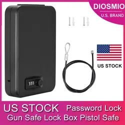 Diosmo – coffre fort pour armes à feu, boîte à verrou pour pistolet Portable avec mot de passe, capacité du pistolet, passeport, argent, pour la maison, le bureau et la voiture 