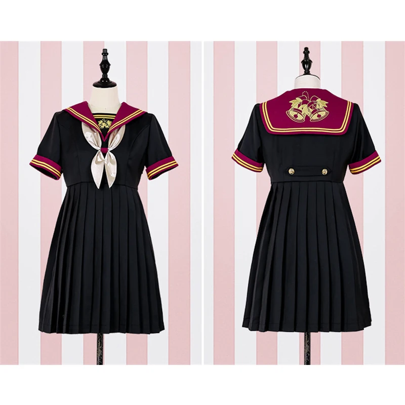 Милое короткое платье в стиле Лолиты с морским моряком и короткими рукавами; Одежда для куклы в стиле аниме; Одежда для девочек в японском стиле; темно-синий цвет