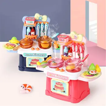 

OOTDTY Simulation Spray Kitchen Toy Set With Light Sound Kids Pretend Play Food Cook Toy Boys Girls Gift