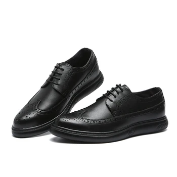 

PACIFIC OCEAN Men's Formal Casual Lace-up Brogue Oxford Shoes Breathable Flat Derby Dress Shoes