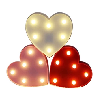 

Light Up Heart Marquee Sign for Wedding LED Love Lights Night Light Lamp for Kids Christmas Home Party Decoration 3PCS
