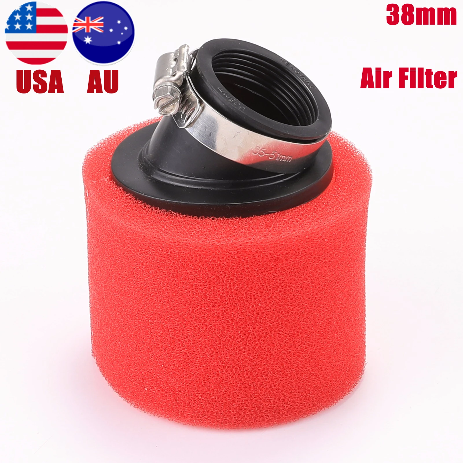 Tdpro Red 38mm Bent Angled Foam Air Filter Pod For 110c 125cc Pit Quad