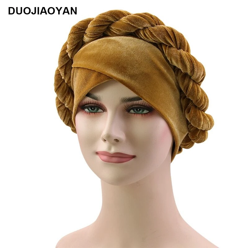 DUOJIAOYAN новая стильная молочная шелковая чистая шапка бархатная цветная плетеная Кепка высокого качества головной платок - Цвет: TFD19-4