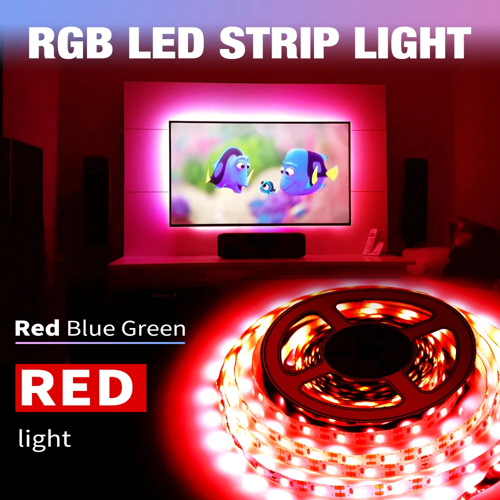 

USB Strip Light 5V Wireless Remote Control 0.5 1 2 3 4 5M LED RGB Flexible Lamp Ribbon Decor 16 Colour BackLight Light 2835 SMD
