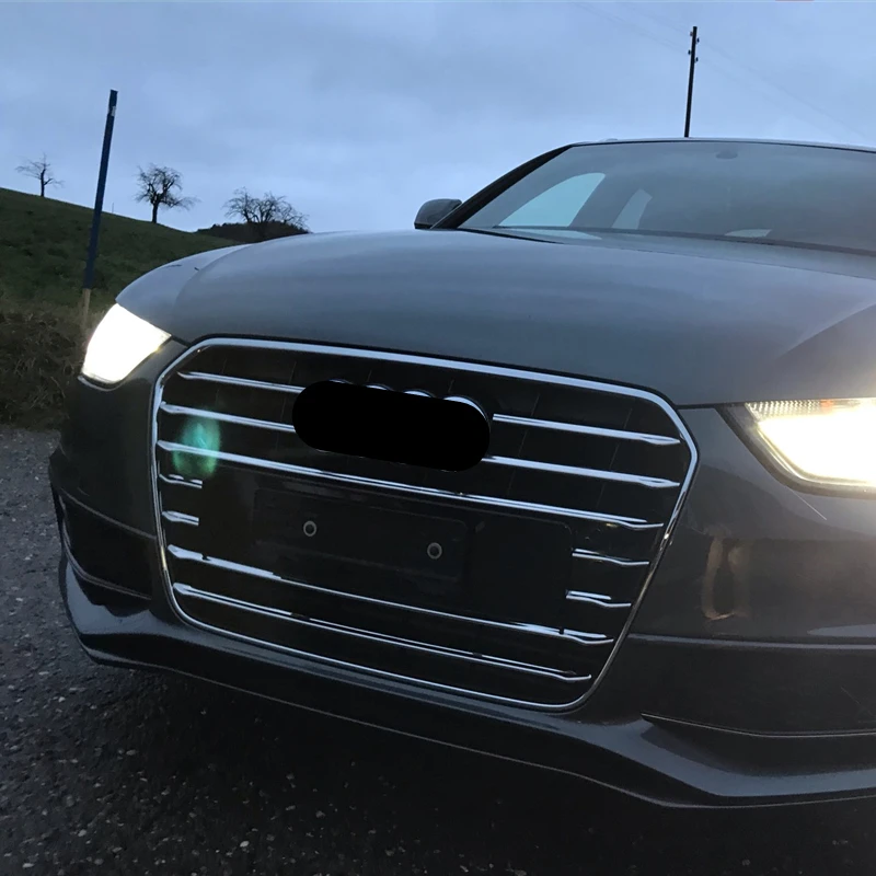 CNORICARC Front Bumper Middle Grill Grids Trim Strips Car Styling Exterior Accessories Sticker For Audi A4 B8 2013-2015
