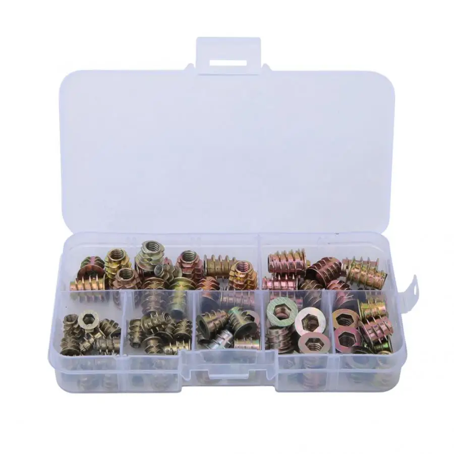 

70 Pcs Stainless Steel Square Nuts Insert Nut Inner /External Thread Trapezoidal Nut Coloured Zinc Plated Threaded Insert