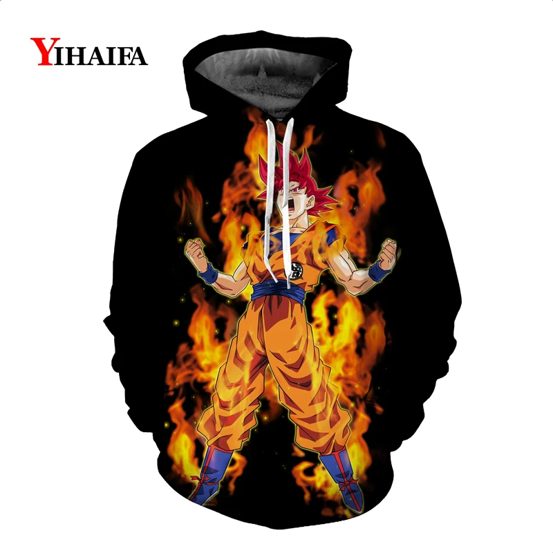 

3D Sweatshirt Mens Dragon Ball Z Anime Hoodies Galaxy Fire Goku Black Cartoons Graphic Print Pullover Tracksuit Jacket Tops