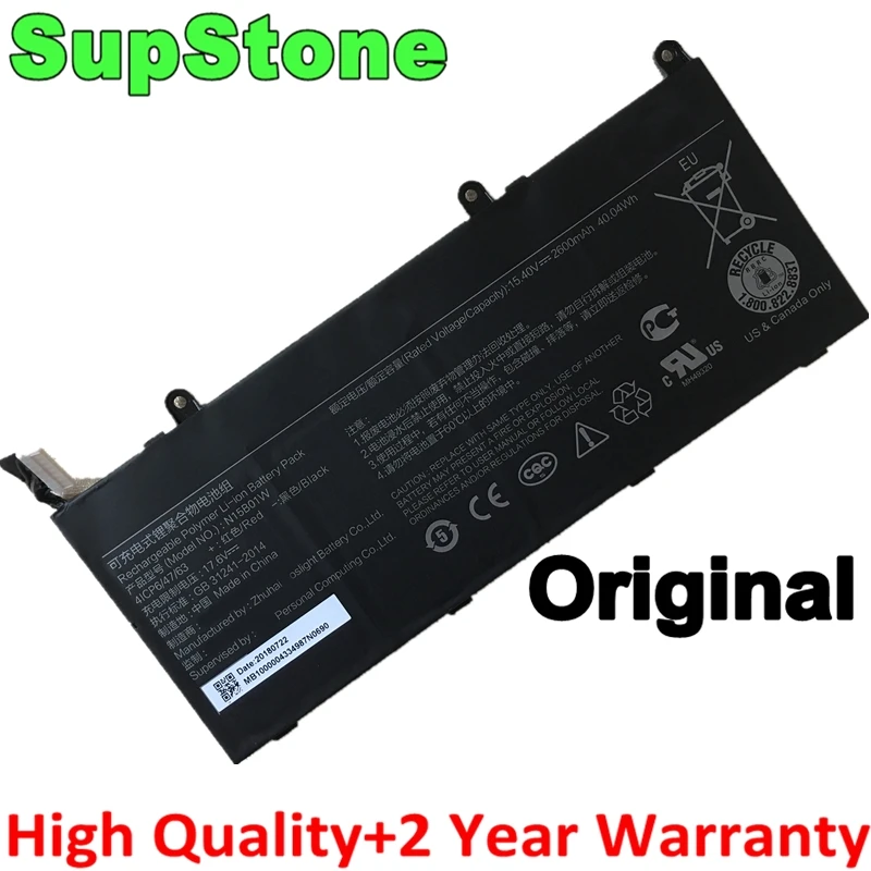 Оригинальный новый оригинальный аккумулятор SupStone N15B01W для ноутбука Xiaomi Mi Ruby 15 6