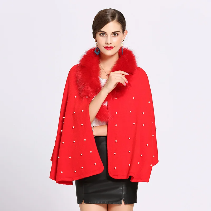 

Autumn and winter new shawl imitation fox fur collar cashmere shawl scarf