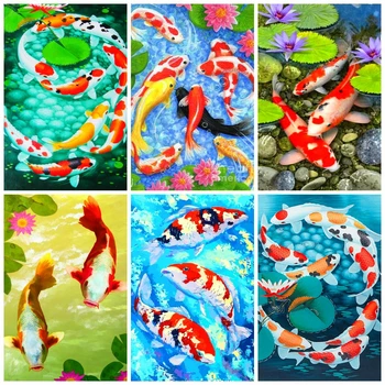 

HUACAN 5D DIY Diamond Painting Fish Animal Home Decoration Embroidery Picture Handcraft Art Kits Lover Gift