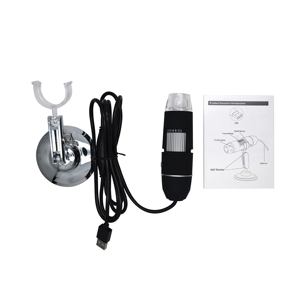 KKMOON Digital Zoom Microscope Magnifier with OTG Function Endoscope 8-LED Light Magnifying Glass 1000X Magnifiier with Stand