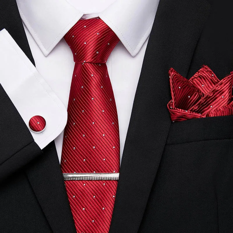 Шелк, 7,5 см, мужской галстук, Свадебный, деловой, тканый, модный, набор галстуков для галстуков, Hanky, запонки, набор, Карманный платок, мужской галстук - Цвет: SZ61