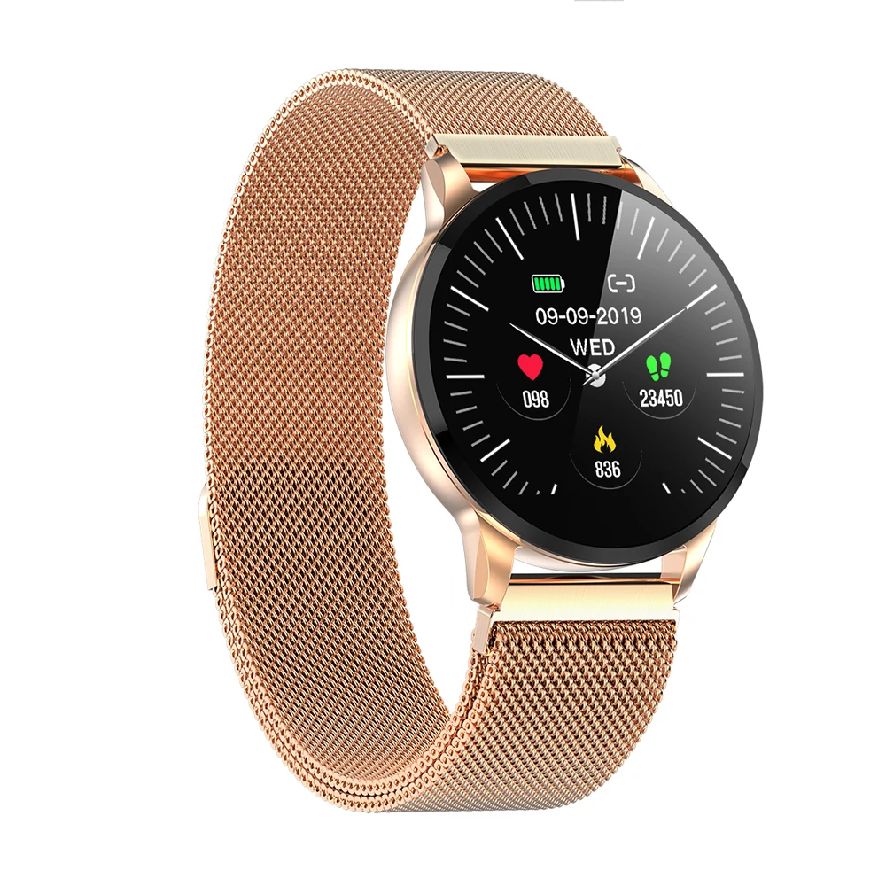 Greentiger Новые смарт-часы для фитнеса для женщин монитор сердечного ритма Bluetooth Шагомер сенсорный Интеллектуальный спортивный Smartwatch VS L5 L7 F8 - Цвет: Metal gold