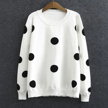 

Autumn Winter Sweaters 2020 Fashion New Women's Jumper Big Dot Stretch Pullover Warm Knitted Tops Loose Female Clothing