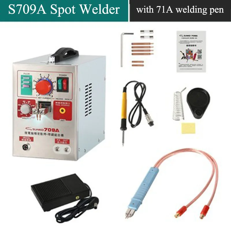 SUNKKO 709A with HB-71A Welding Pen LED Pulse Battery Spot Welder Spot Welding Machine for 18650 battery