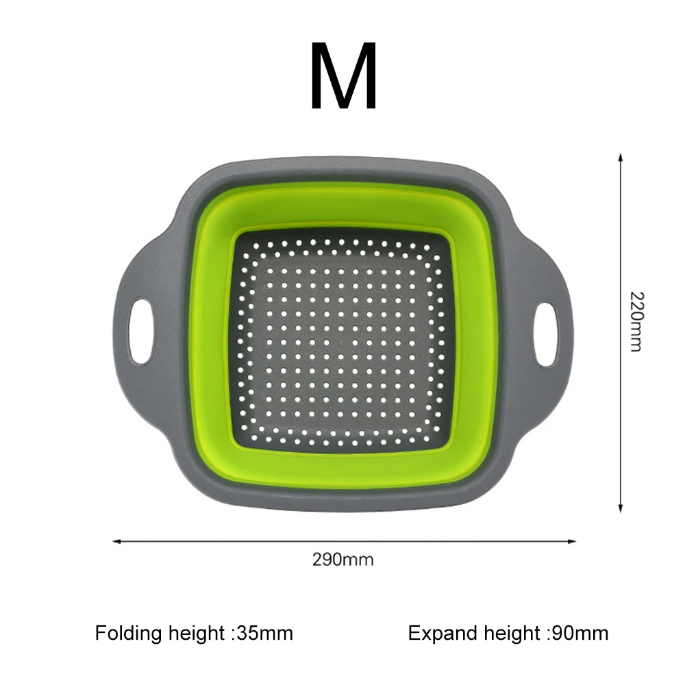 Складная квадратная форма силиконовый дуршлаг дренажная корзина фрукты овощи еда кухня складной дуршлаги слив с ручкой