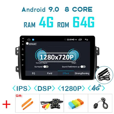 1280P Android 9,0 4G 64G Carplay Автомобильный gps радио для Suzuki SX4 2006-2013 навигация 2.5D ips экран DSP зеркальное соединение без DVD плеера - Цвет: 9.0 4G 64G DSP 1280P