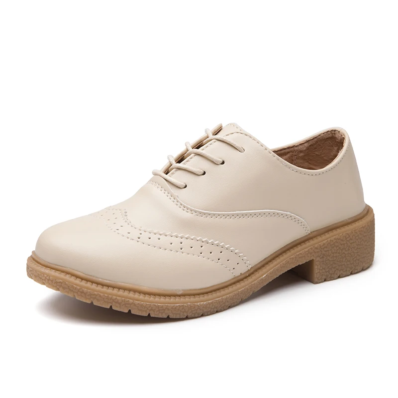elegant women leather dress footwear ladies classical brogue oxfords trend designer female school moccasins lady height shoes  (1)