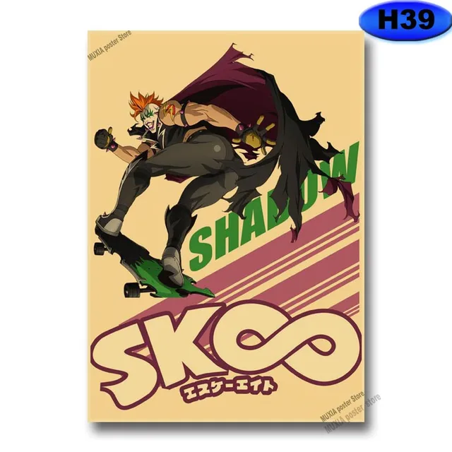 Vintage SK8 The Infinity Poster Kraft Paper Anime Posters Wall Stickers Home Decor Study Bedroom Bar Cafe Decoration Painting H39