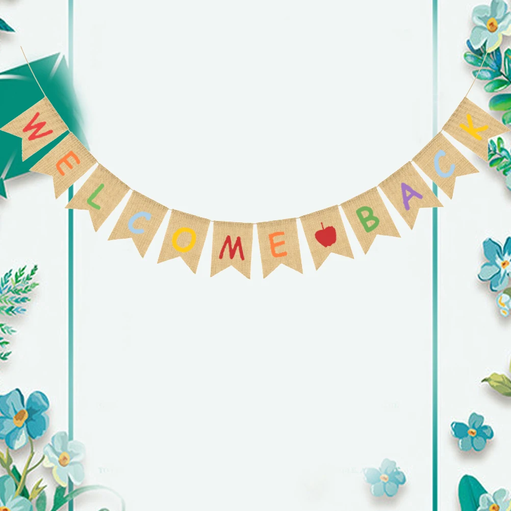 Welcome Back Linen Decoration Hanging Banners School Bunting