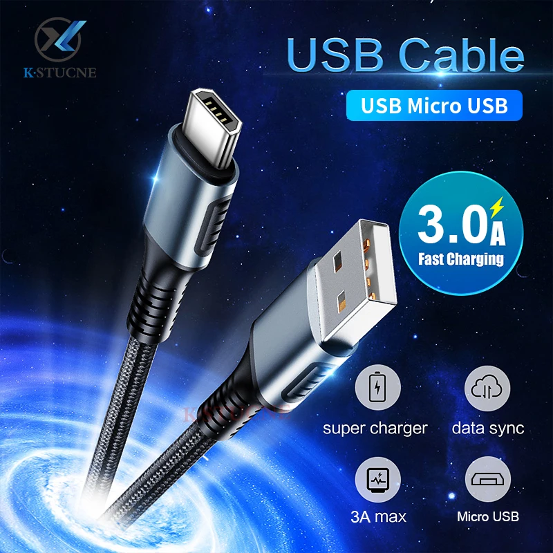 KSTUCNE Micro USB кабель для быстрой зарядки Microusb шнур для samsung S7 Xiaomi Redmi Note 5 Pro Android телефонный кабель Micro usb зарядное устройство