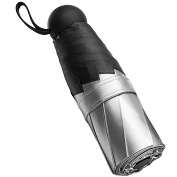 

Sun Mini Umbrella Female Small Portable Sunscreen UV Super Light 5 Folding Sunshade Silver Coating Sunscreen Umbrella
