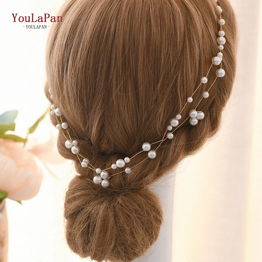 

TOPQUEEN Wedding Hair Accessories Pearls Bridal Headdress Bride Headpieces for Wedding Hair Jewelry Pearl Bridal Tiara HP36