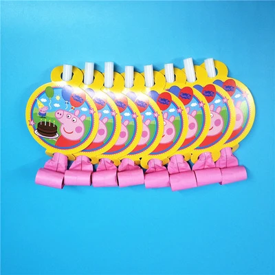 Peppa Pig Birthday Party Sets Anime Figure Party Decoration Supplies Cup Hat Spoon Activity Event Kids Birthday Gifts 2P28 - Цвет: 6pcsBlowing dragon