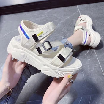 

Sport Sandals Female 2020 Summer New Soft Rome Fashion Platform Wild Student Network Red Muffin Flats women shoes