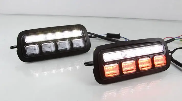 Пара аксессуаров для стайлинга автомобилей светодиодный DRL дневные ходовые огни Противотуманные фары для Лада Нива 4x4 1995- с поворотным сигналом стиль реле