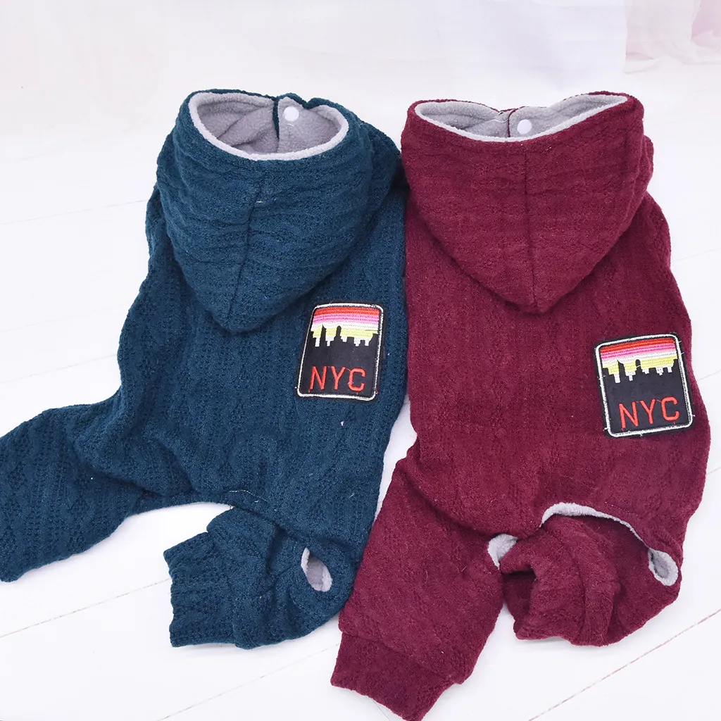 Pet Dog Clothes Hooded Solid Warm Soft Pet Dog Cat Clothes Puppy Dog Costumes Autumn Winter Clothing For Small Dogs Outfits