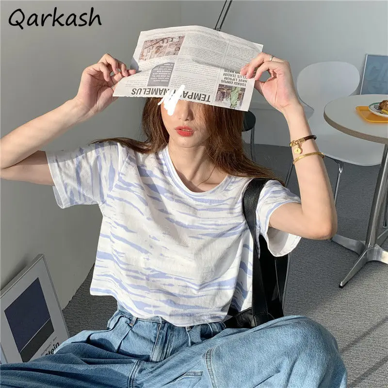 

Футболки Tie Dye, женские летние топы, дизайнерские подходящие ко всему женские футболки для отдыха, студенческие Классические Стильные шикарные