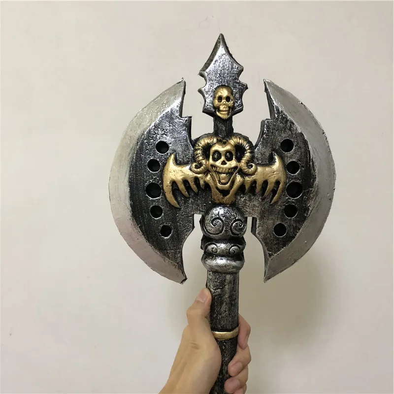 Косплей реквизит на Хэллоуин 1:1 рыцарь Orc Двухсторонний черный топор оружие для