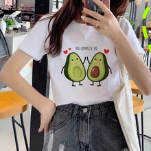 Cheap Fashion Women's T-shirt Avocado Print T-shirt Short Sleeve Girl Cartoon T-shirt Top Summer Clothing Harajuku Graphic T-shirt