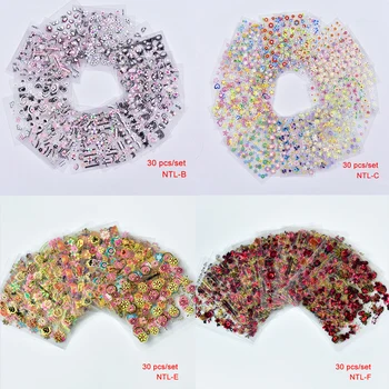 

24/30 pcs Gold Silver&Bule Nail Stickers Multi-Colors Butterfly Flower 3D Nail Art Sticker Adhesive Slider Sticker Nail Art Tips