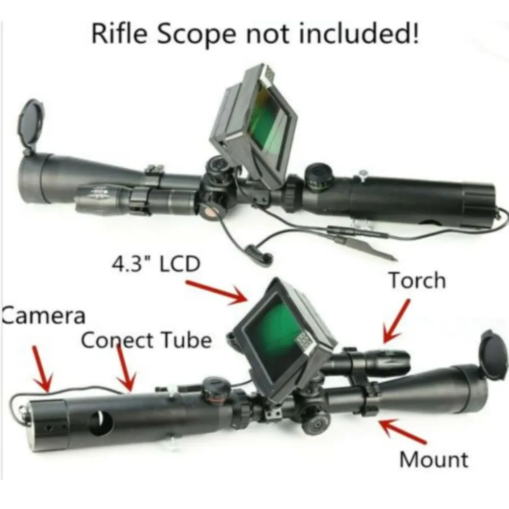 LCD Display Night Vision Scope Lens For Rifle Scope IR Torch Mount Available New 