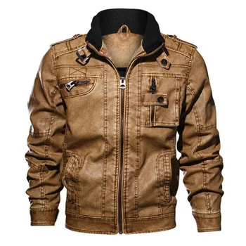 

NEGIZBER 2019 New Winter Faux Leather Jacket Men Solid Slim Fit Stand Collar Leather Jacket Men Fashion Motocycle Clothing