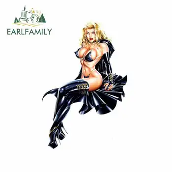 

EARLFAMILY 13cm x 8.6cm Leather and Buckles Pin Up Girl Decal Car Sticker Graphics
