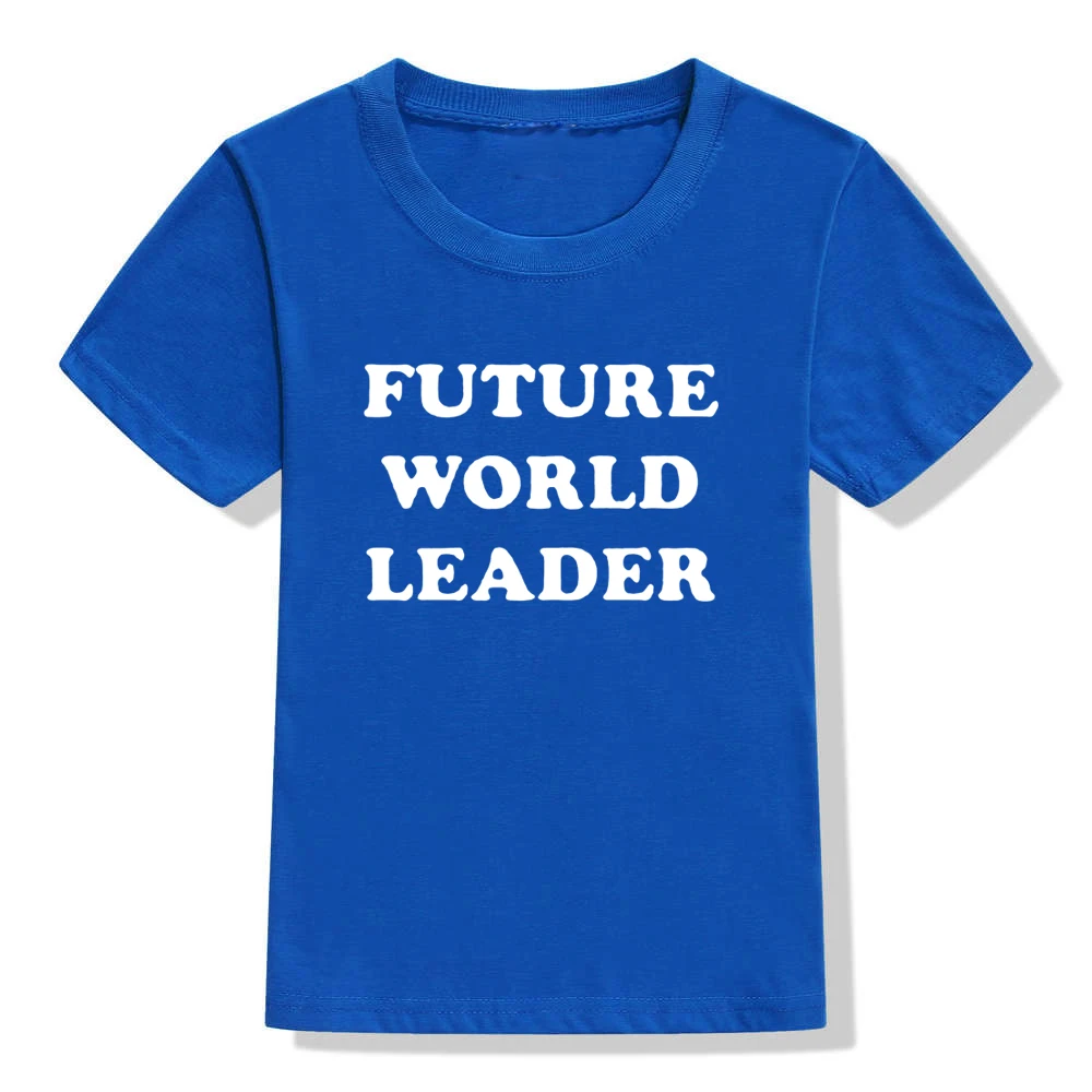 Kids Boys Tshirt Future World Leader Print Funny Letters Toddler Boy T-shirt Children Casual Short Sleeve Fashion Tees Clothes