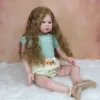 70 CM 3D Paint Skin Soft Silicone Reborn Baby Girl Doll Toy Cloth Body Realistic Long Hair Alin Princess Toddler Dress Up Bebe 4
