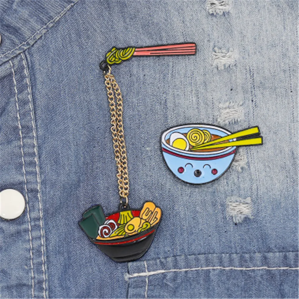

Enamel Brooches Lapel Pins Badges Bag Backpack Jeans Cute Cartoon Noodles Food Gifts Wholesale Fashion Accessories-ZJ-W17