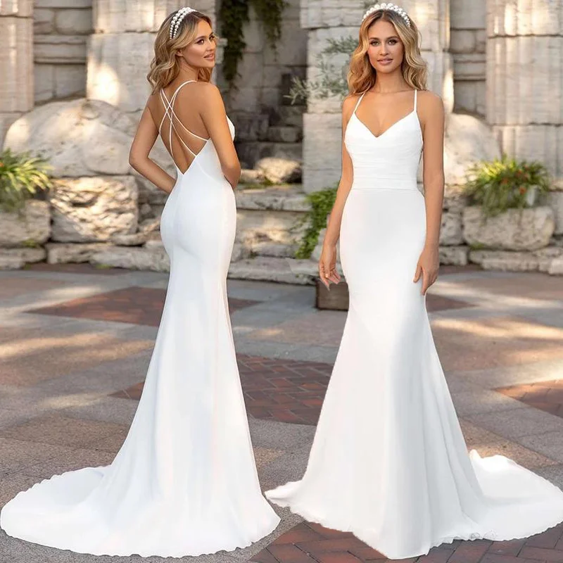 『Cheap!!!』- Sexy Backless Mermaid Wedding Dress For Women 2021 Robe
De Summer Gowns Custom Made Bridal Dresses