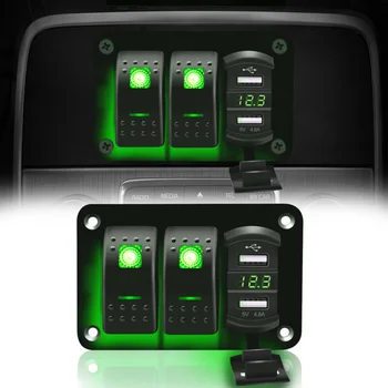

Toggle Rocker Panel Switch Dual USB Charger For Car Enclosed Boat RV Truck