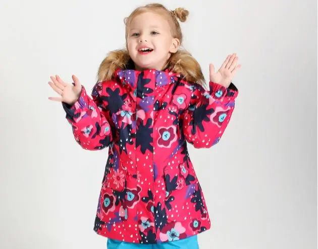 COLOR 3 JACKET Зимний костюм для девочек, лыжная куртка, Детская толстовка с капюшоном, штаны для сноуборда, Детская Водонепроницаемая Лыжная куртка - Цвет: COLOR 3 JACKET