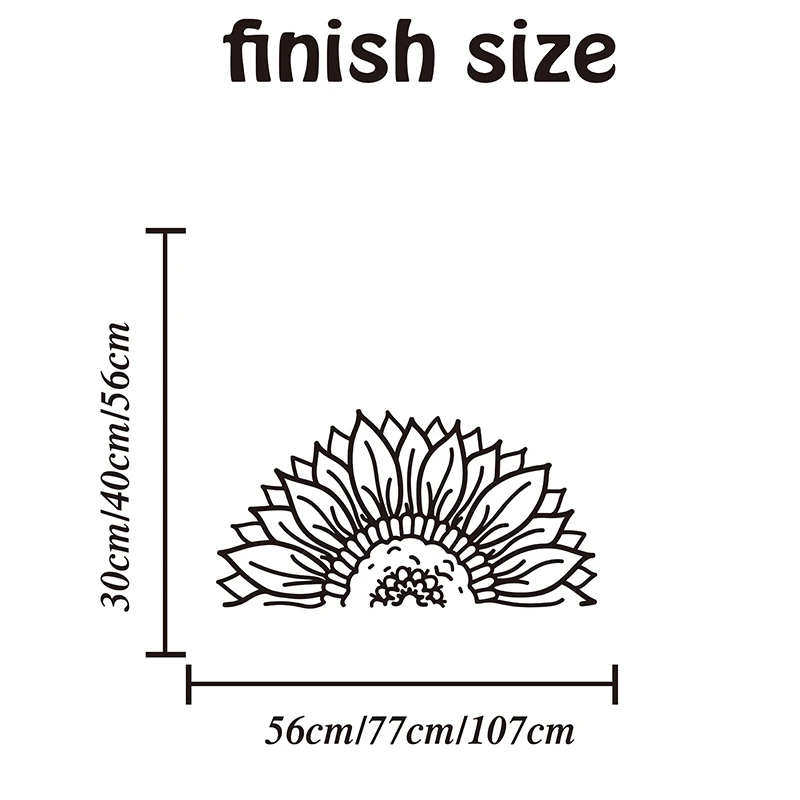 Large Half Sunflower Floral Nature Wall Sticker Office Kids Room Flower Sunflower Wall Decal Bedroom Classroom Vinyl Decor (1)