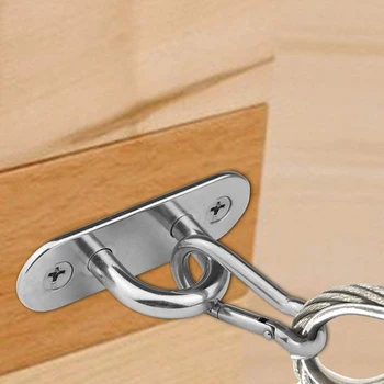 

6 Pcs Stainless Steel 1.8 Inch Pad Eye Plate U Hooks Snap Hook Marine Hardware Staple Hook Loop with Screws